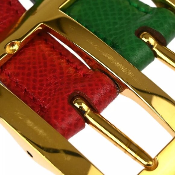 Hermes Reversible Belt Red Green Yellow Courchevel #70 Small Good ◯U MS 144607 main image 4